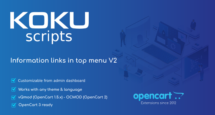 Information links in top menu V2 OpenCart extension - KOKU SCRIPTS